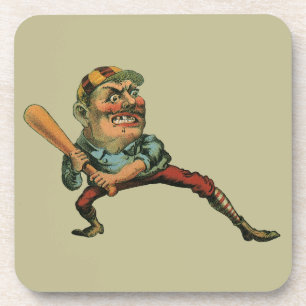 Vintage-Sport, wütender Baseballspieler am Schlag Getränkeuntersetzer