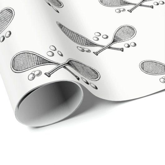 Vintage Sportaktivitäten Tennis Racquet Tennis Geschenkpapier (Rolleneckpunkt)