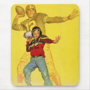 Vintage Sportart, Junge als zukünftiger Football-Q Mousepad