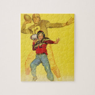 Vintage Sportart, Junge als zukünftiger Football-Q Puzzle