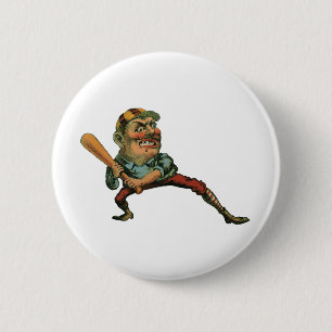 Vintage Sportarten, Angry Baseball Player Batter Button