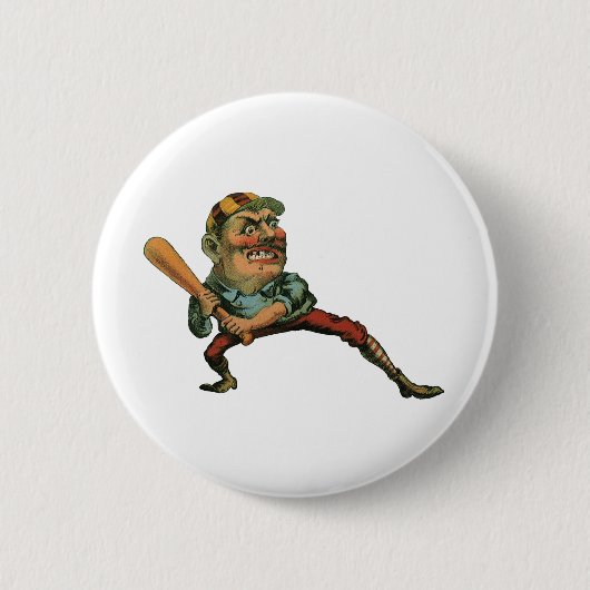 Vintage Sportarten, Angry Baseball Player Batter Button (Vorderseite)