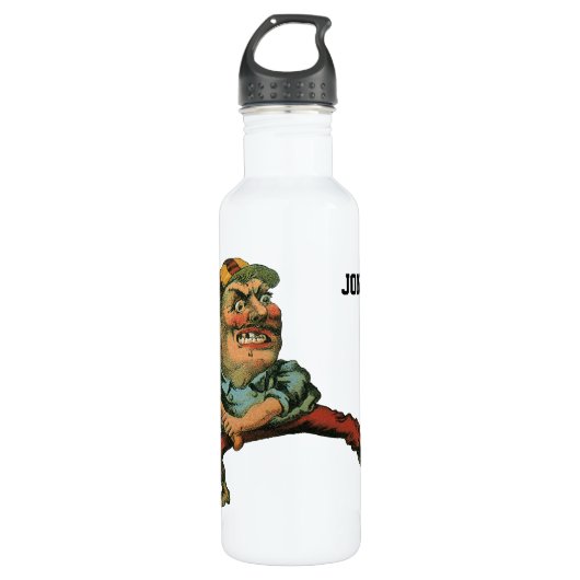 Vintage Sportarten, Angry Baseball Player Batter Trinkflasche (Vorderseite)