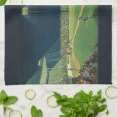 Vintage Sportarten, Baseballspiel nachts Geschirrtuch (Gefaltet)