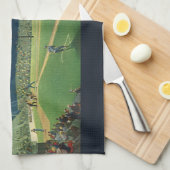 Vintage Sportarten, Baseballspiel nachts Geschirrtuch (Viertel Falte)