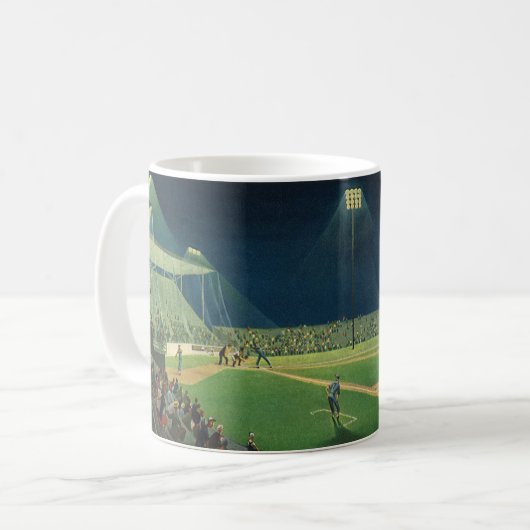 Vintage Sportarten, Baseballspiel nachts Kaffeetasse (Vorderseite Links)