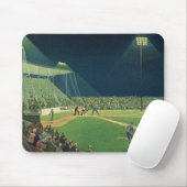 Vintage Sportarten, Baseballspiel nachts Mousepad (Mit Mouse)