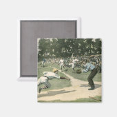 Vintage Sportarten, Baseballspieler, der in Zuhaus Magnet (Vorderseite/Rückseite)