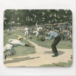 Vintage Sportarten, Baseballspieler, der in Zuhaus Mousepad