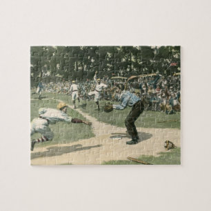 Vintage Sportarten, Baseballspieler, der in Zuhaus Puzzle
