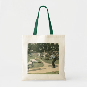Vintage Sportarten, Baseballspieler, der in Zuhaus Tragetasche