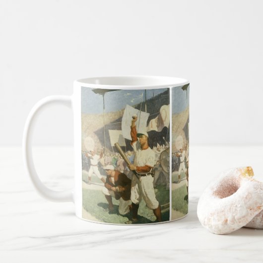 Vintage Sportarten, Baseballspieler Kaffeetasse (Mit Donut)