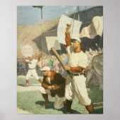 Vintage Sportarten, Baseballspieler Poster (Vorne)
