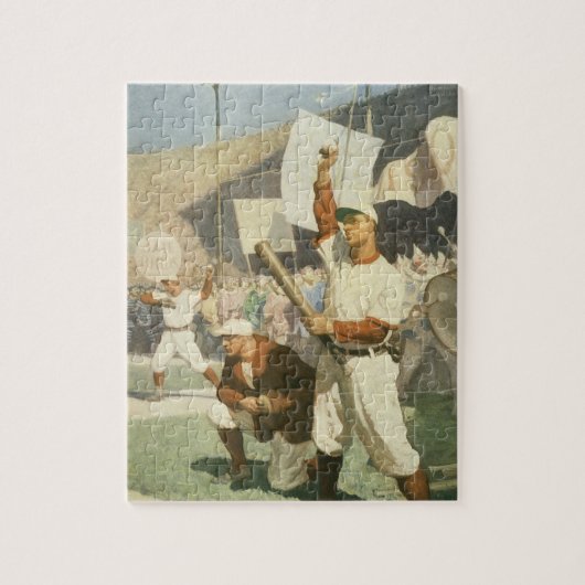 Vintage Sportarten, Baseballspieler Puzzle (Vertikal)