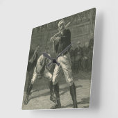 Vintage Sportarten, Baseballspieler von Thulstrup Quadratische Wanduhr (Winkel)