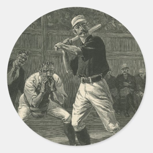 Vintage Sportarten, Baseballspieler von Thulstrup Runder Aufkleber (Vorderseite)