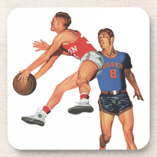 Vintage Sportarten, Basketball-Spieler im Spiel Getränkeuntersetzer