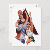 Vintage Sportarten, Basketball-Spieler im Spiel Postkarte (Vorne/Hinten)