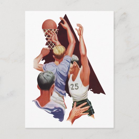 Vintage Sportarten, Basketball-Spieler im Spiel Postkarte (Vorderseite)