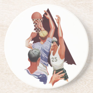 Vintage Sportarten, Basketball-Spieler im Spiel Sandstein Untersetzer
