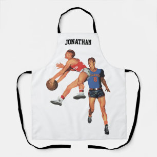 Vintage Sportarten, Basketball-Spieler im Spiel Schürze