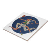 Vintage Sportarten, Tennisspieler brechen mit Rack Fliese (Seite)