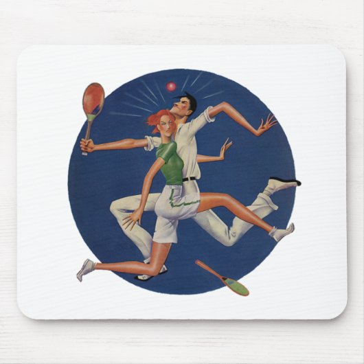 Vintage Sportarten, Tennisspieler brechen mit Rack Mousepad (Vorne)