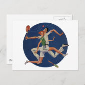 Vintage Sportarten, Tennisspieler brechen mit Rack Postkarte (Vorne/Hinten)
