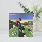 Vintage Sportarten, trauriger Fußballfan mit Megap (Stehend Vorderseite)