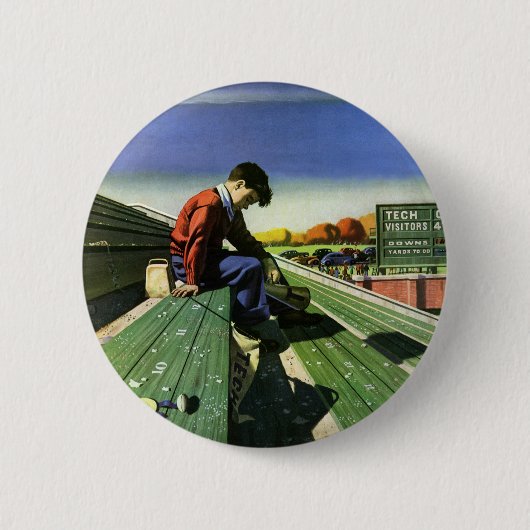 Vintage Sportarten, trauriger Fußballfan mit Megap Button (Vorderseite)