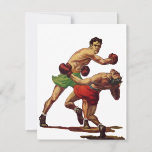Vintage Sportboxen, Boxer in einem Kampf Einladung