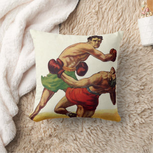 Vintage-Sportboxen, Boxer in einem Kampf Kissen