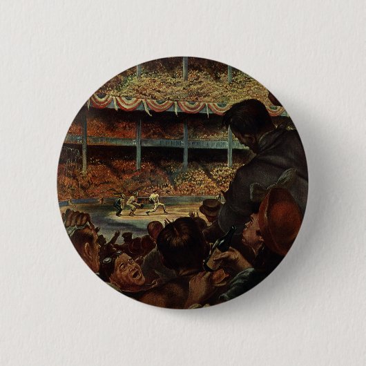 Vintage Sportfans im Baseballstadion Button (Vorderseite)