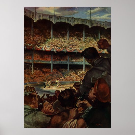 Vintage Sportfans im Baseballstadion Poster (Vorne)