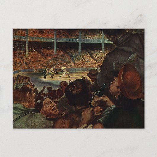 Vintage Sportfans im Baseballstadion Postkarte (Vorderseite)