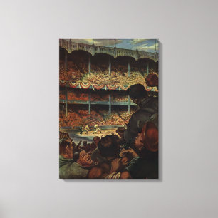 Vintage-Sportfans in einem Baseballstadion Leinwanddruck