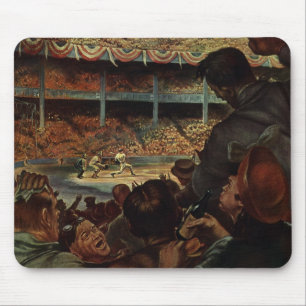 Vintage-Sportfans in einem Baseballstadion Mousepad