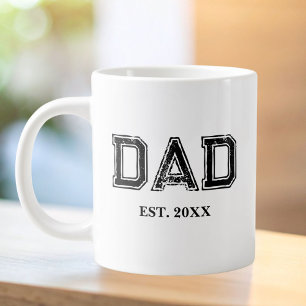 Vintage-sportliche Typografie für den Vatertag mit Jumbo-Tasse