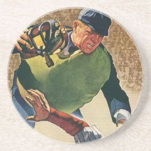 Vintage Sports Baseball Player, the Umpire Sandstein Untersetzer