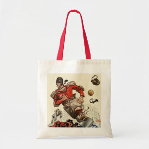 Vintage-Sportsfußballspieler und Bulldoggen-Maskot Tragetasche