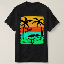 Vintage-Sportwagen-Strandfront-Elektrisches-Shirt