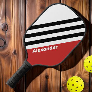 Vintage Sportzentrale Zebra Streifen mit Namen Pickleball Schläger