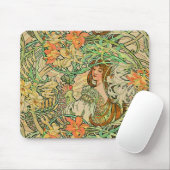 Vintage Sprache der Blume von Alphonse Mucha Mousepad (Mit Mouse)