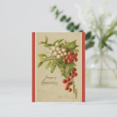 Vintage Sprigs von Mistletoe und Heiligabend Postkarte (Stehend Vorderseite)