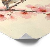 Vintage Spring Bird Cherry Blossom Wall Art Poster (Ecke)