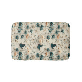 Vintage Spring Flowers and Butterflies Badematte