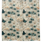 Vintage Spring Flowers and Butterflies Duschvorhang (Vorderseite)