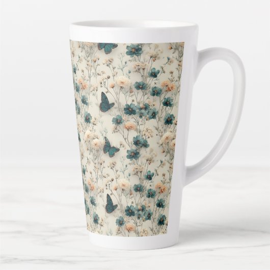 Vintage Spring Flowers and Butterflies Milchtasse (Rechts)