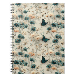 Vintage Spring Flowers and Butterflies Notizblock