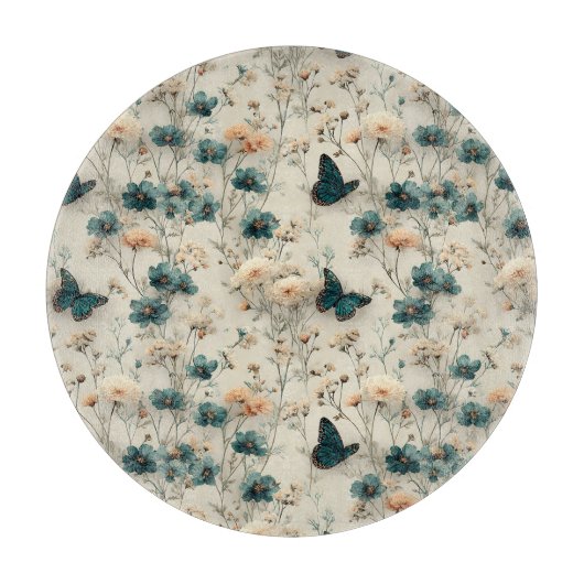 Vintage Spring Flowers and Butterflies Schneidebrett (Vorderseite)